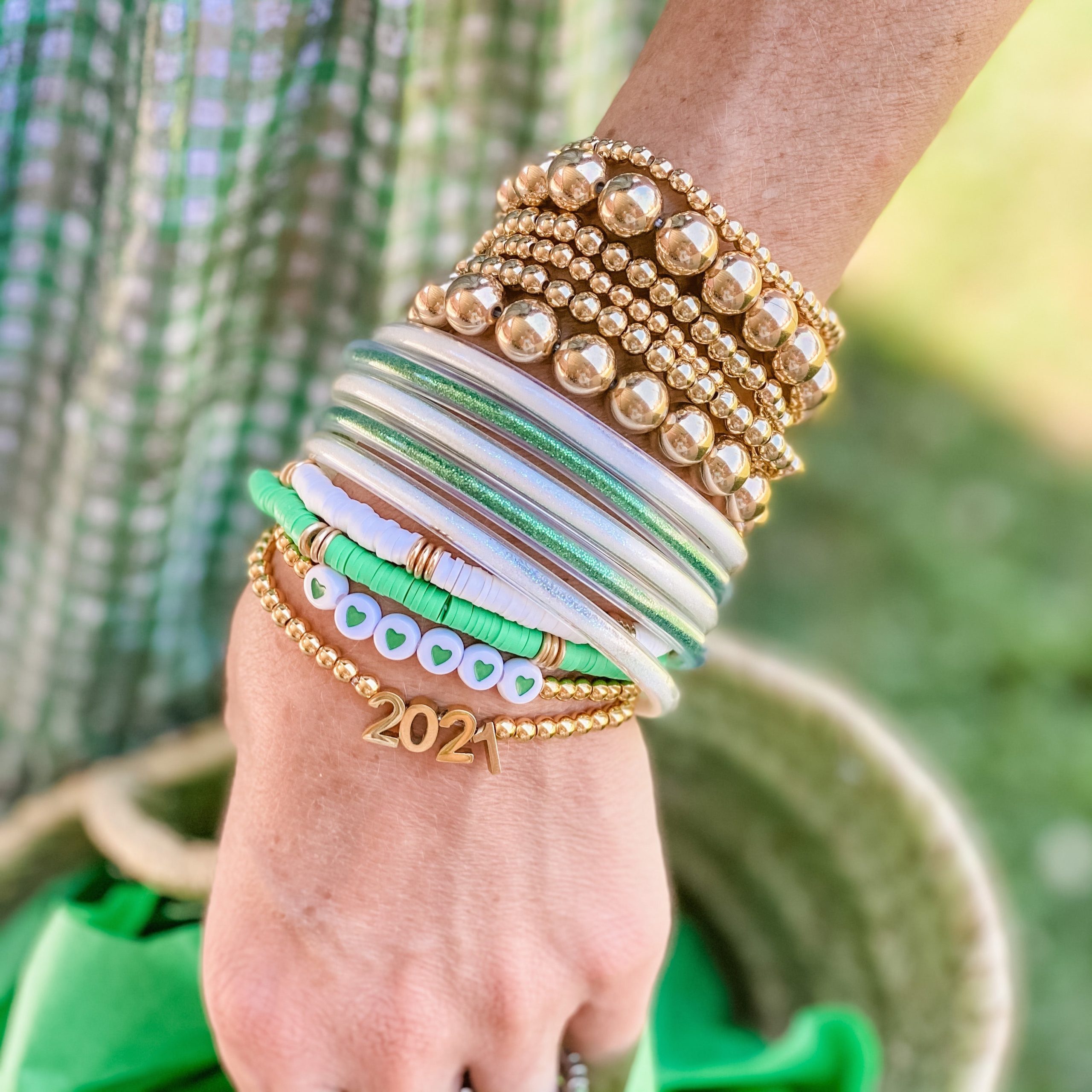 Gold beaded bracelets